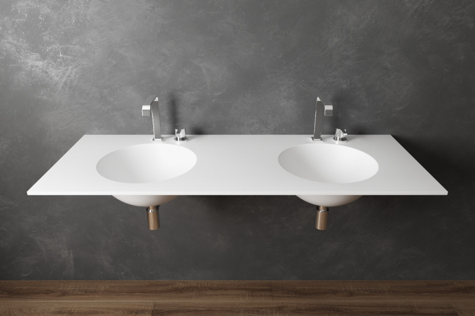 MOOREA double washbasin in Krion® front view