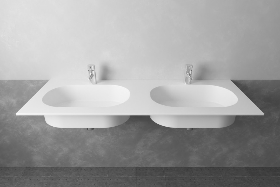 TONNARA double washbasin in Krion® front view