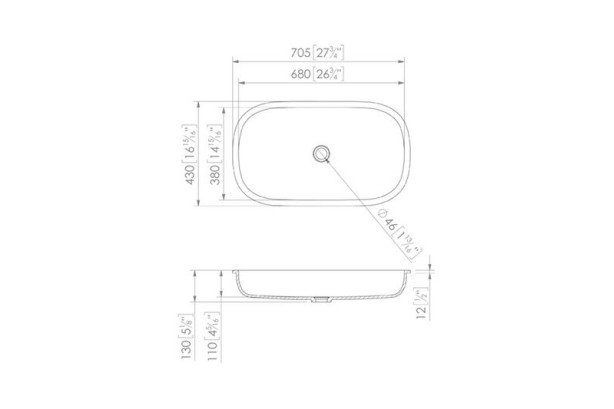 PARNAY KRION® single sink unit technical view