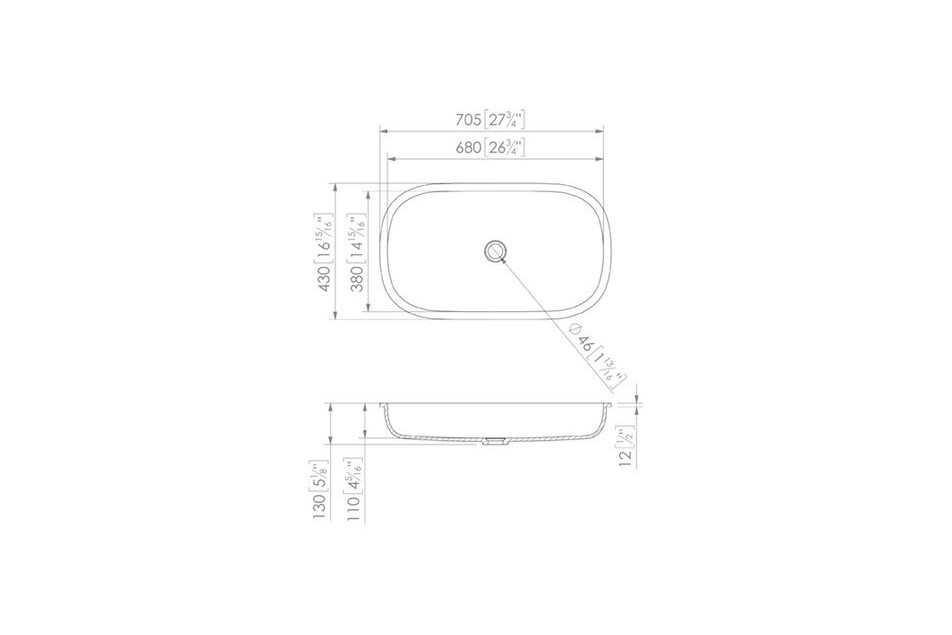 PARNAY KRION® single sink unit technical view