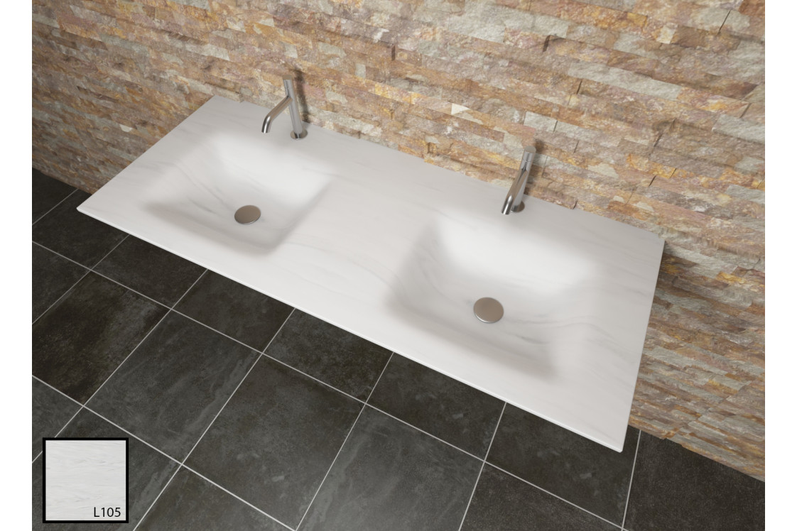 AGATE double sink in KRION® carrara dark side view