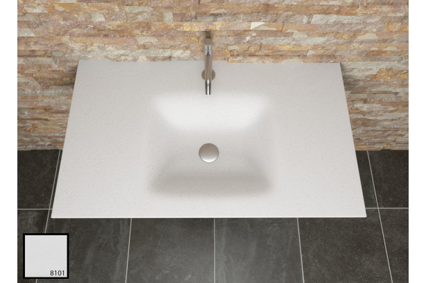 AGATE sink unit in crystal white KRION® side view