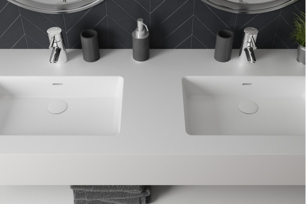 CREIZIC double washbasin in Krion® top view