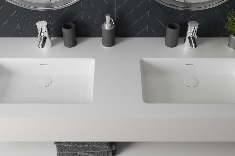 CREIZIC double washbasin in Krion® top view