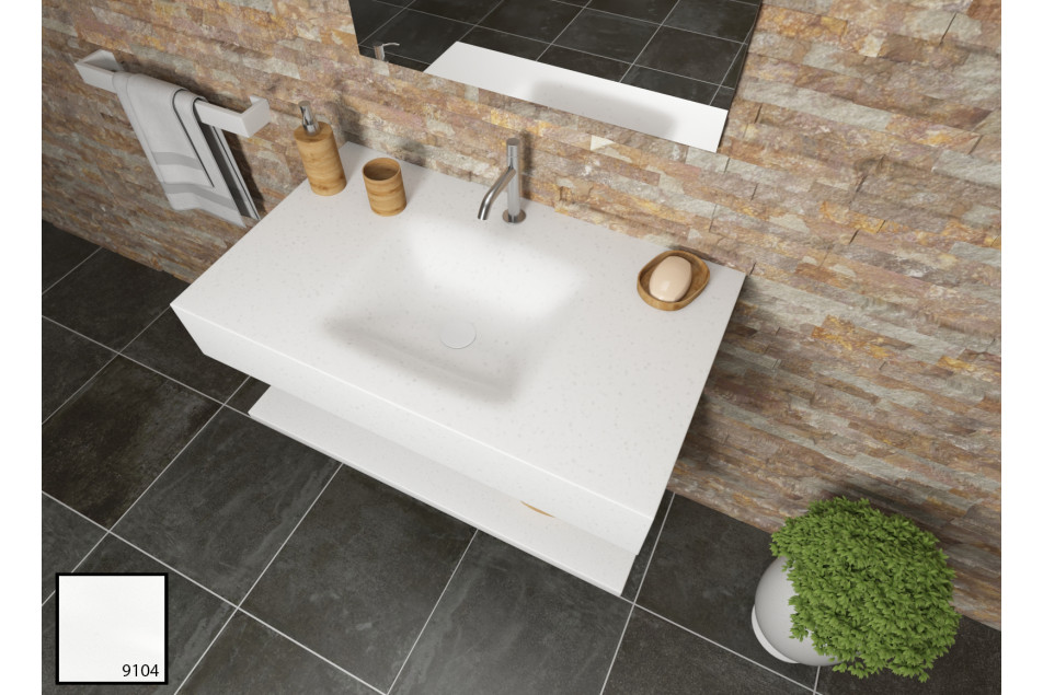 AGATE sink unit in white concrete KRION® side view