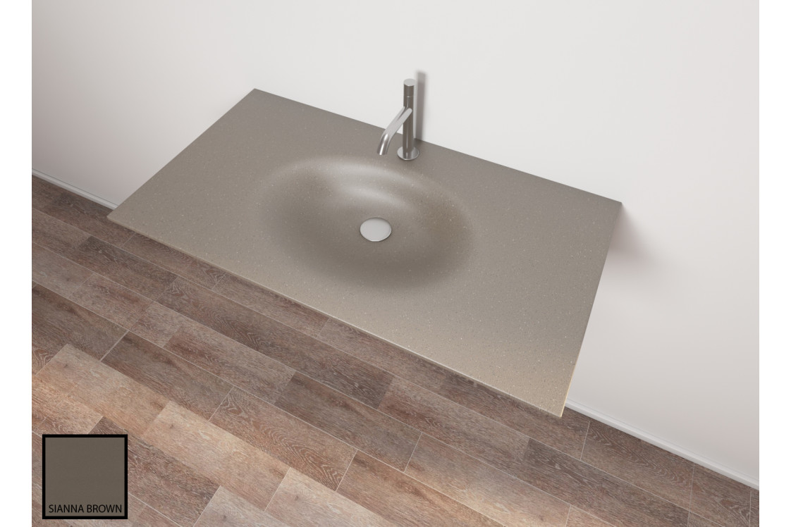 PERLE sink unit in Siinna brown CORIAN® side view