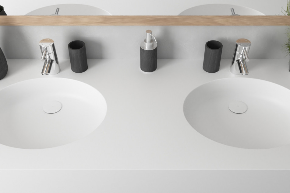 FUTUNA double washbasin in Krion® top view