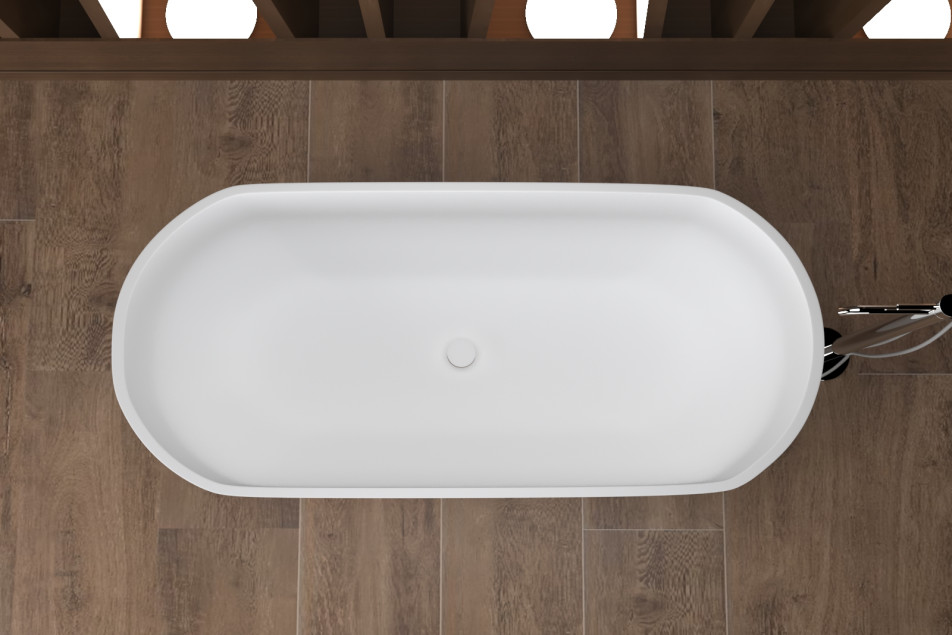 Freestanding ARO AIR White bath + White frame in Krion® top view