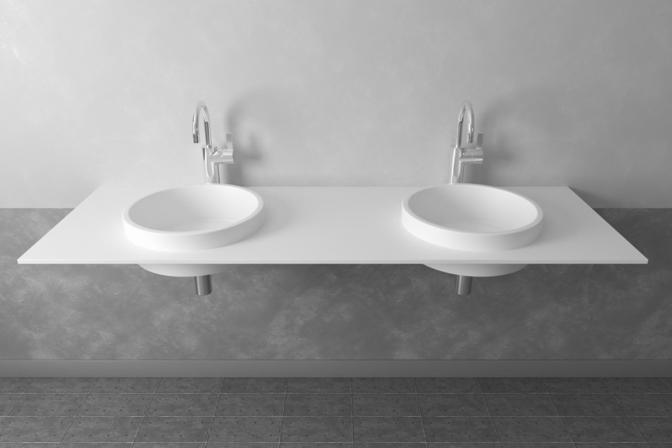 LUANIVA double washbasin in Krion® front view