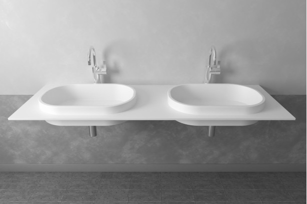 PIANA double washbasin in Krion® front view