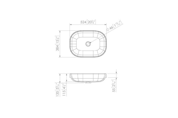 PIREN double washbasin in Krion® technical view