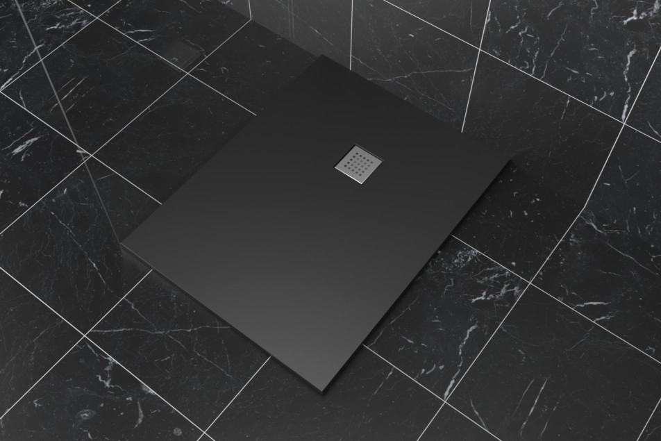 STRATO rectangular shower tray black side view