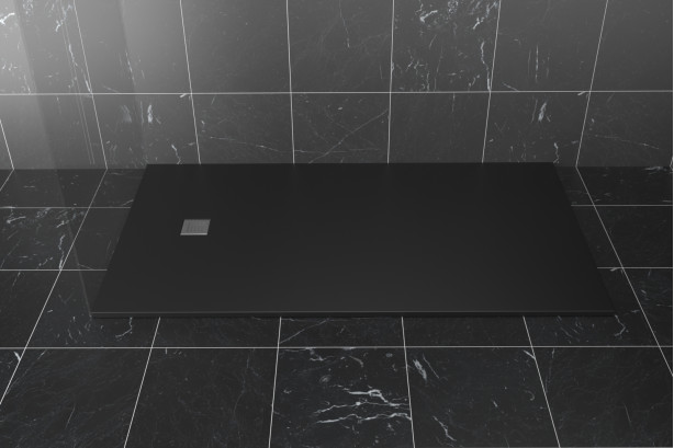 STRATO rectangular shower tray black front view