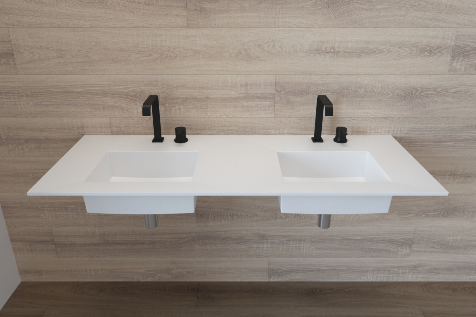 DUMET double washbasin in Krion® front view