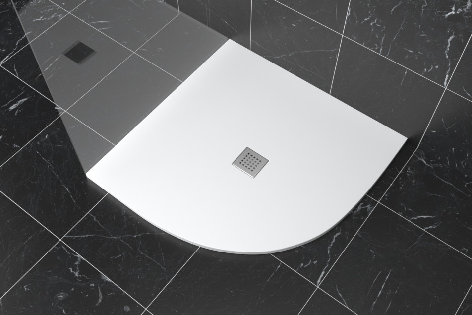 STRATO corner shower tray white front view