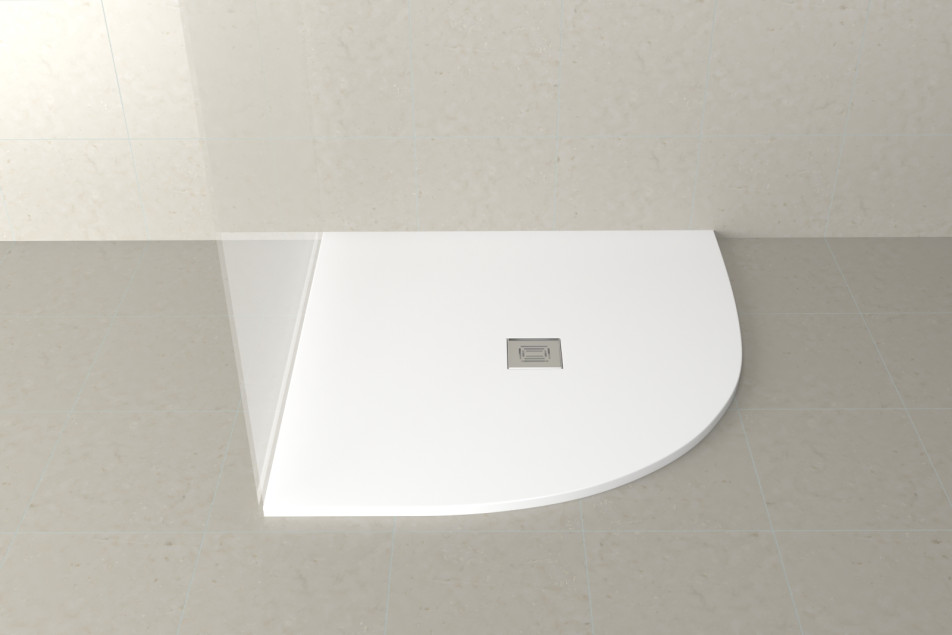 LOGIC SanyLite Gel coat corner shower tray front view