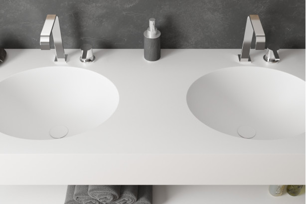 OUVEA double washbasin in Krion® top view