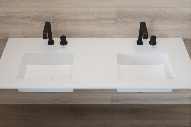 DUMET double washbasin in Krion® top view