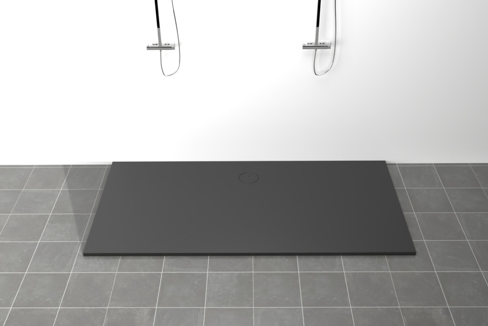 LINE Krion® rectangular big format shower tray black front view