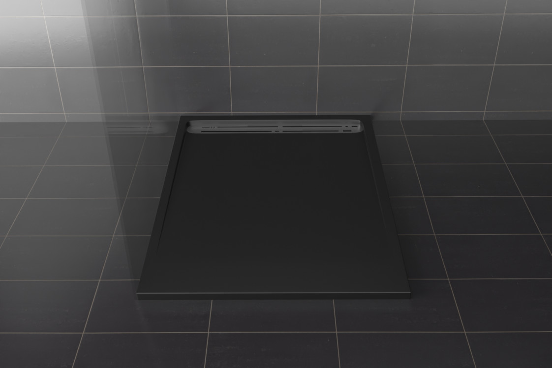 SLOPE Krion® square shower tray black side view