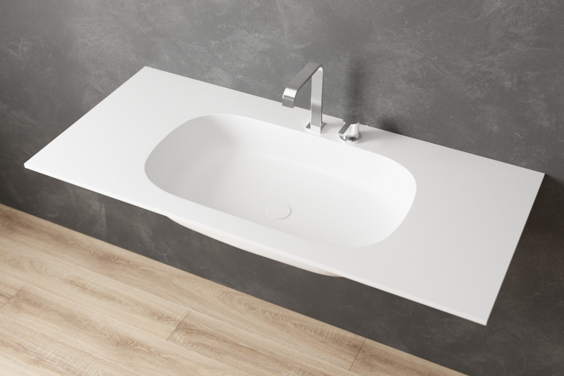 PARNAY single washbasin in Krion® side view