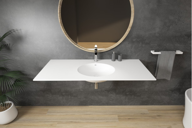TAHUATA single washbasin in Krion® seen from the side