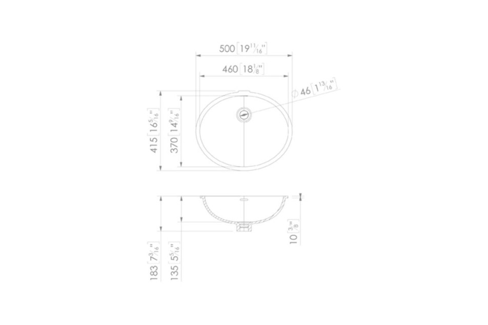 TAHUATA double washbasin in Krion® technical view