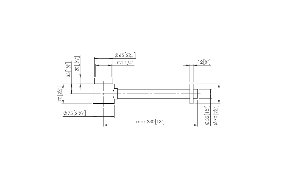 Krion® Chrome flat U-Bend technical view