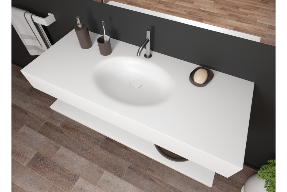 PERLE single washbasin in CORIAN® side view