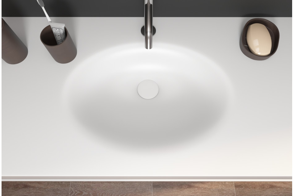 PERLE single washbasin in CORIAN® top view