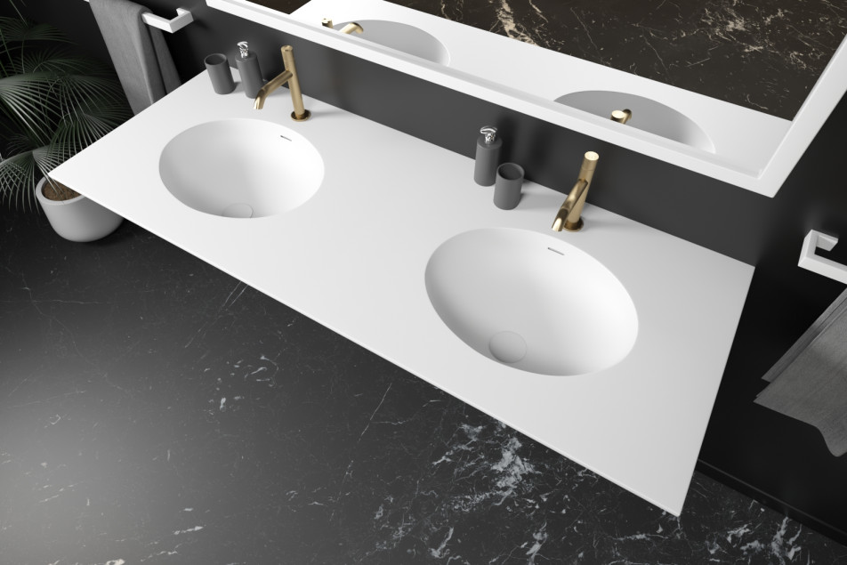 DIAMANT double washbasin in Krion® seen from the side