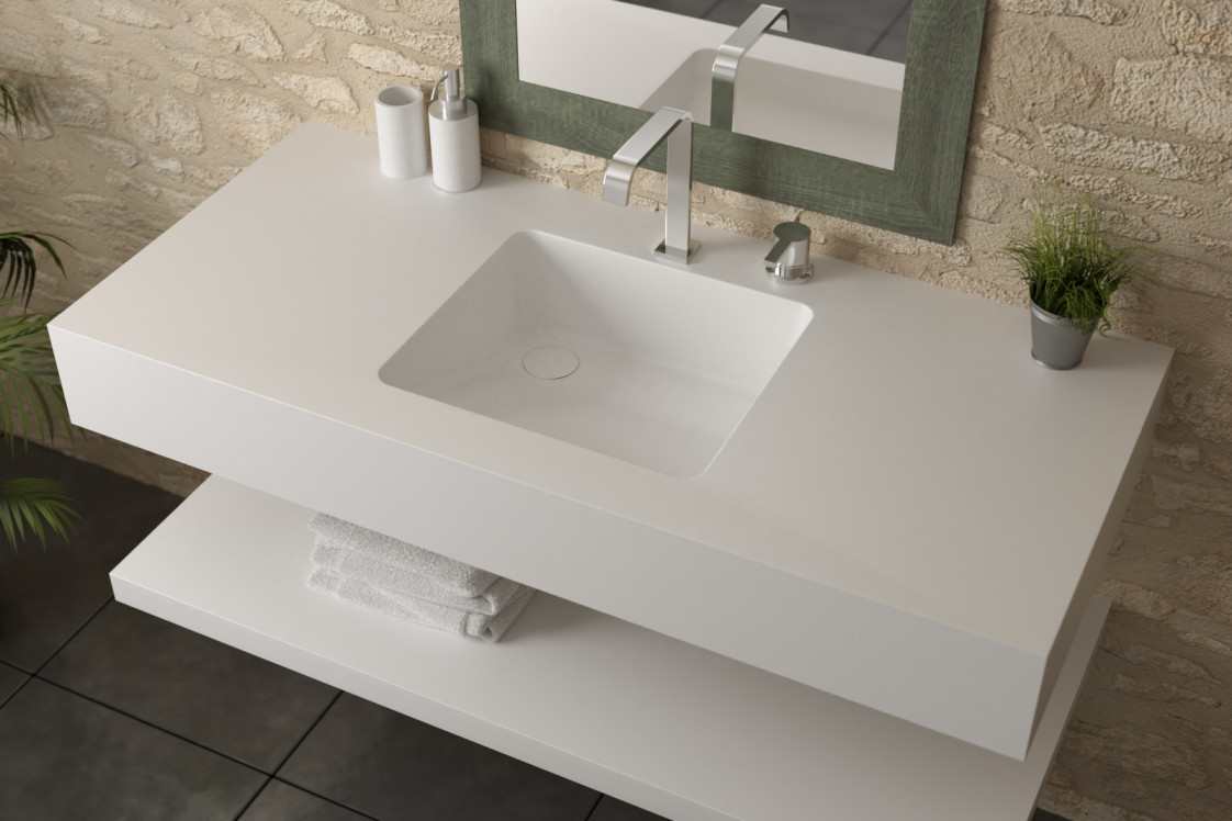 CHENGIRO single washbasin with Krion® side view