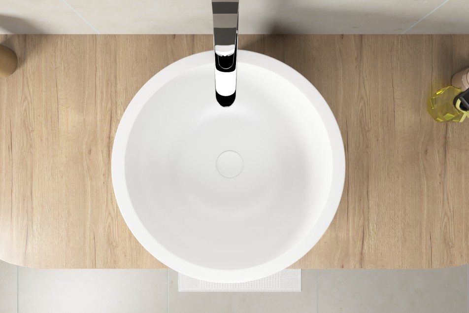 ARO KRION® freestanding white bowl top view