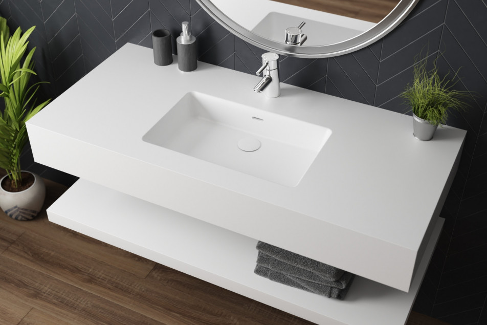 CREIZIC single washbasin in Krion® side view