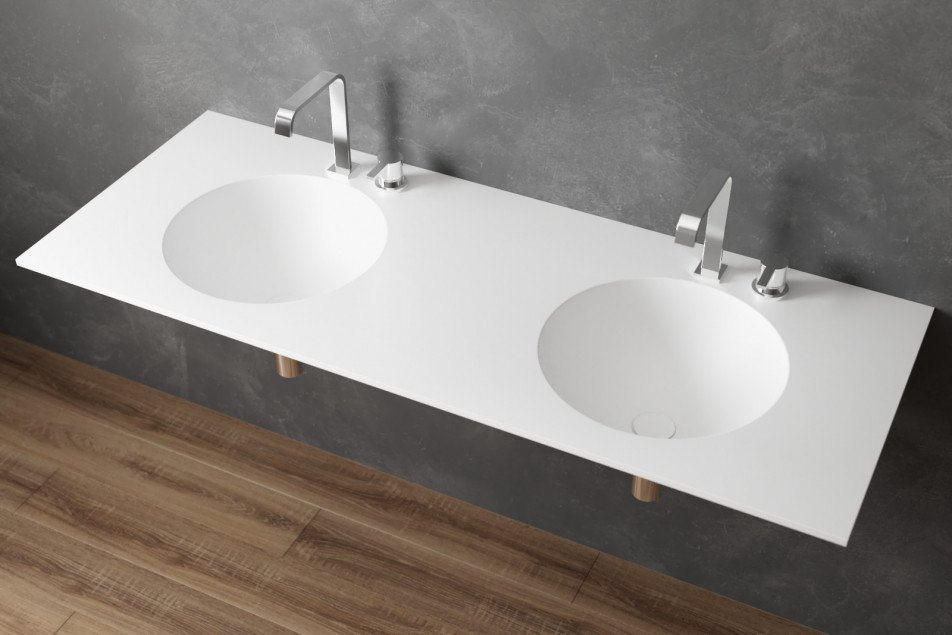 MOOREA double washbasin in Krion® side view