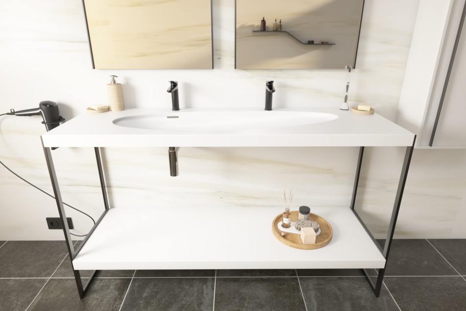 Structural furniture with single XL washbasin KRION® NEST front view