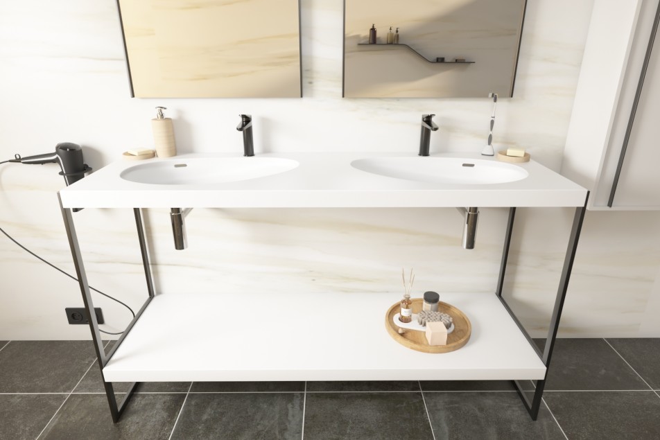 Structural furniture with double washbasin KRION® NEST front view