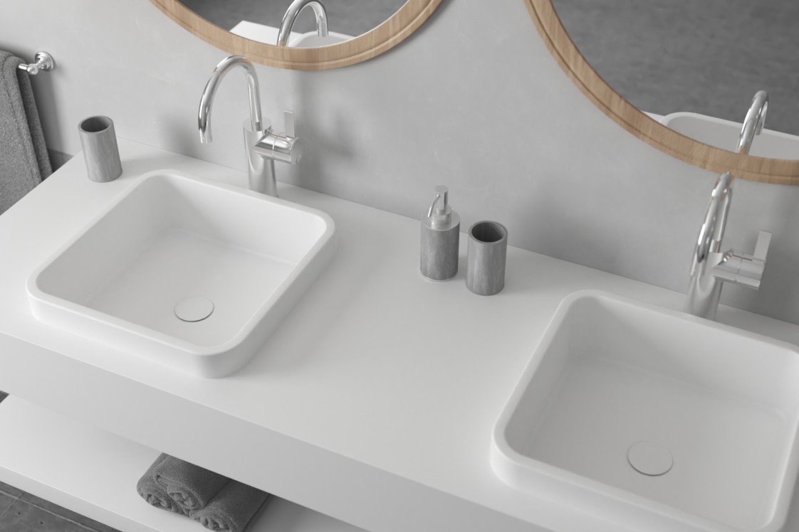 KRION® double sink CORDOUAN side view