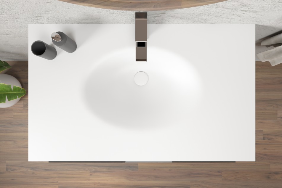 PERLE single washbasin unit with one drawer with Corian® handle top view