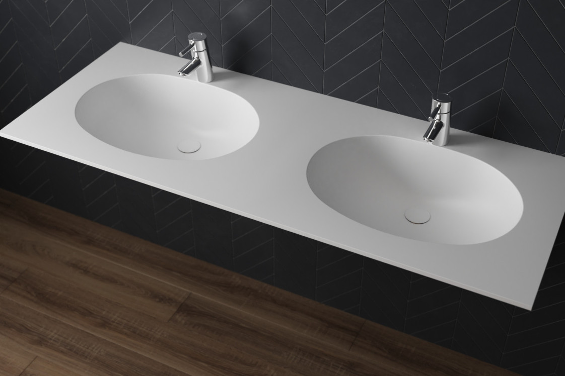 BERNIER double washbasin in CORIAN® side view