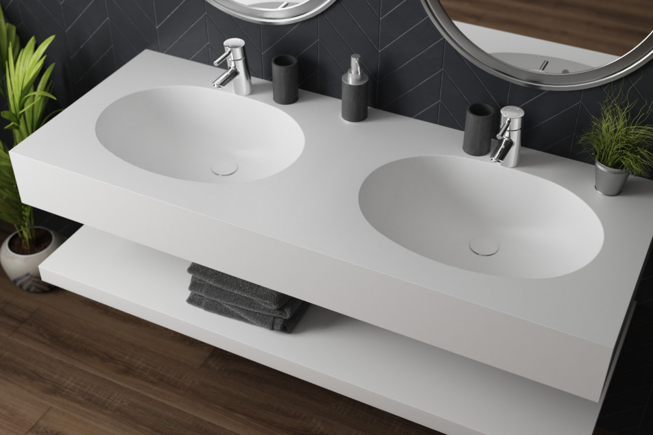 BERNIER single washbasin in CORIAN® side view