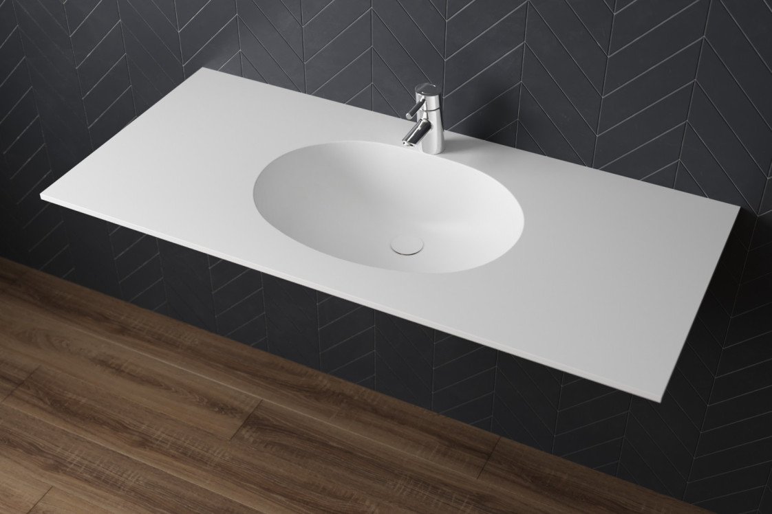 BERNIER simple washbasin in CORIAN® seen from the side