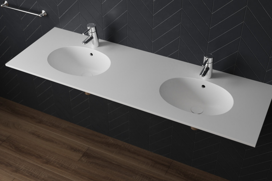 BIGGE double washbasin in CORIAN® side view