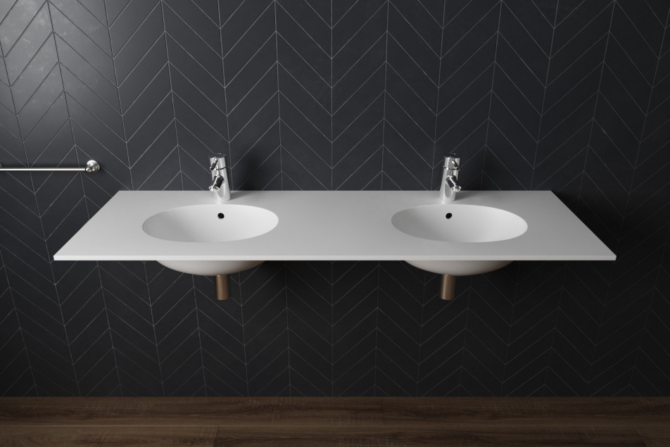 BIGGE double washbasin in CORIAN® front view