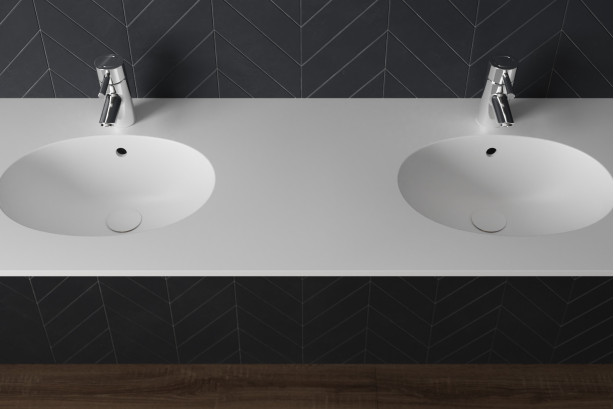 BIGGE double washbasin in CORIAN® top view