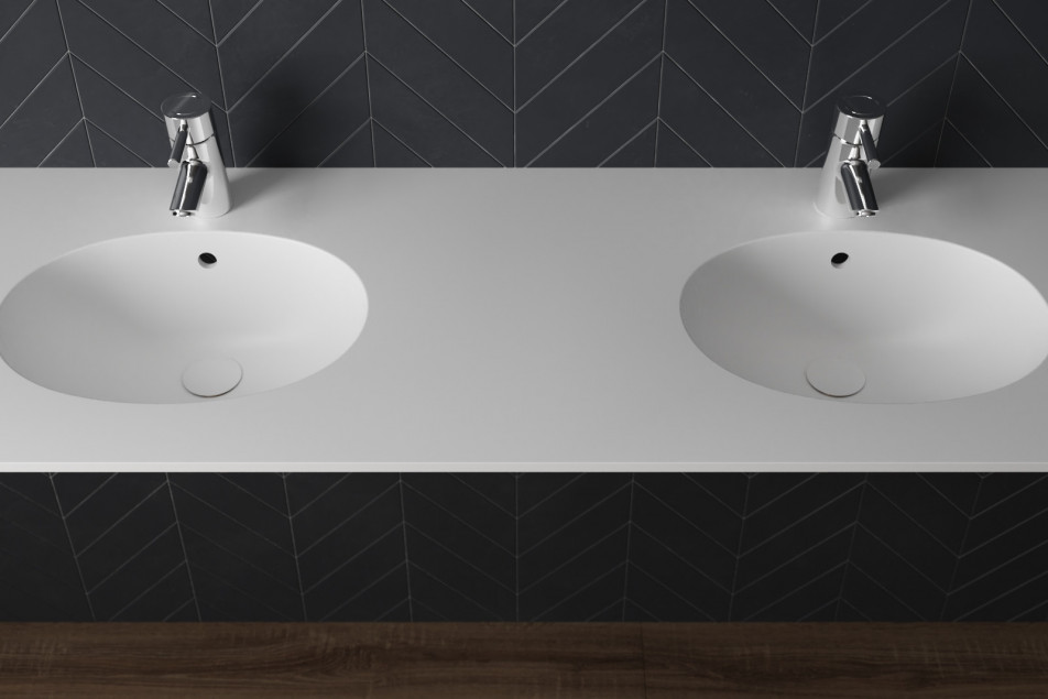 BIGGE double washbasin in CORIAN® top view