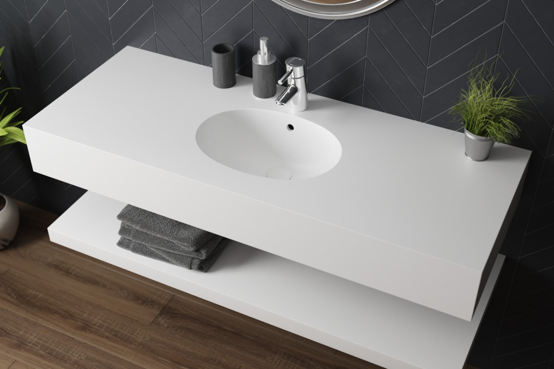 BIGGE single washbasin in CORIAN® side view