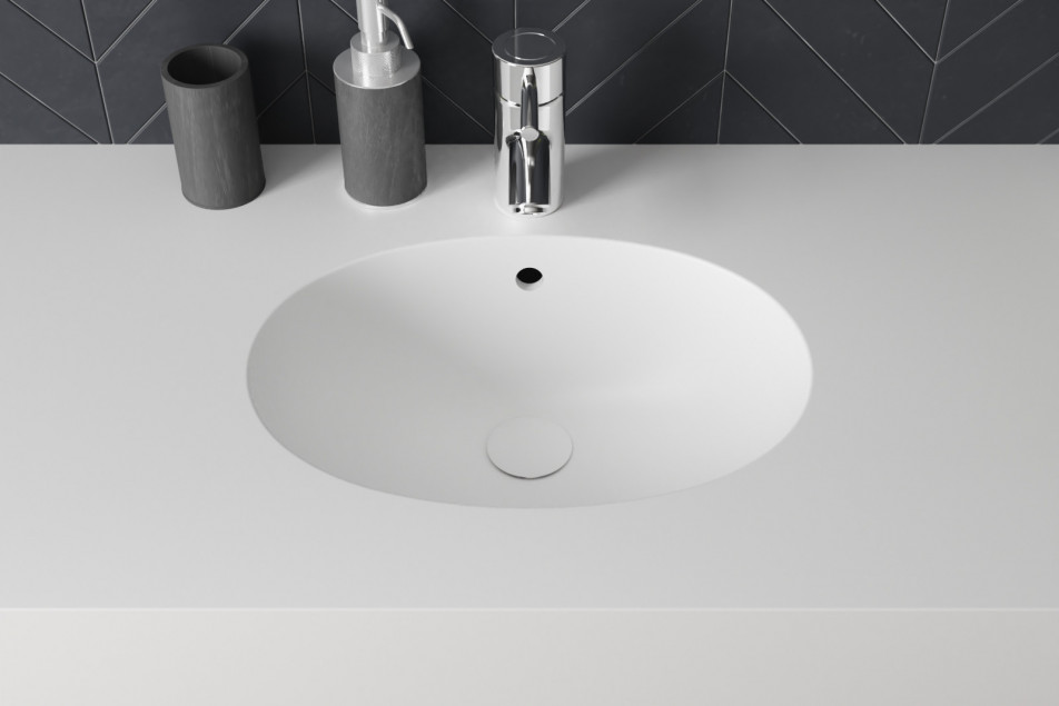 BIGGE single washbasin in CORIAN® top view