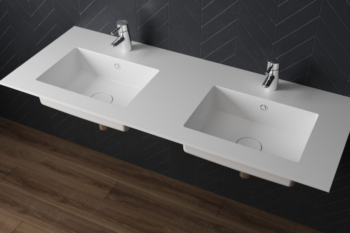 SAIL ROCK double washbasin in CORIAN® side view