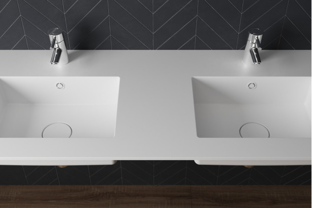 SAIL ROCK double washbasin in CORIAN® top view